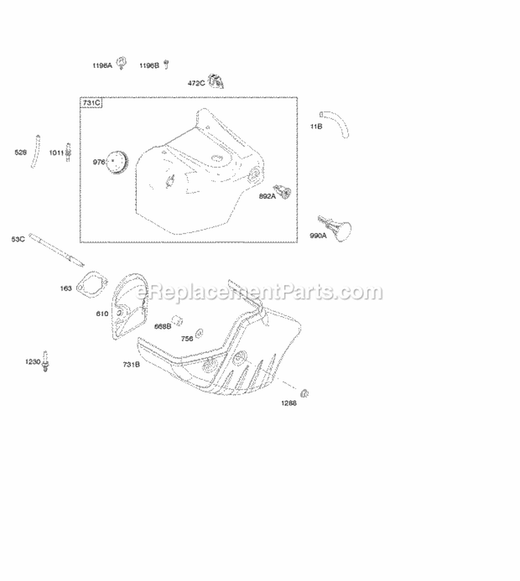 Blower HousingShrouds Diagram and Parts List for  Briggs and Stratton Engine